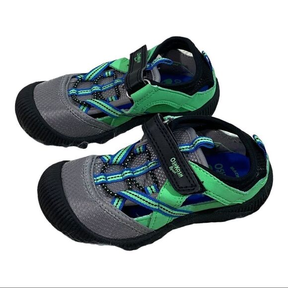 OSH KOSH B’GOSH - GREEN & BLUE BUMP TOE ATHLETIC SHOES / SANDALS / OUTDOOR - S8 - Picture 5 of 9